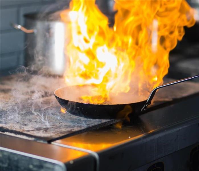 A pan that caught on fire from grease