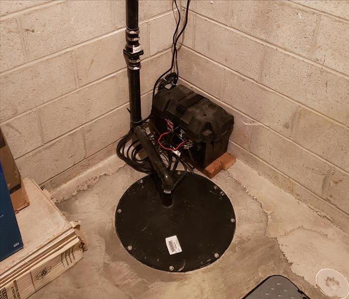 An installed sump pump